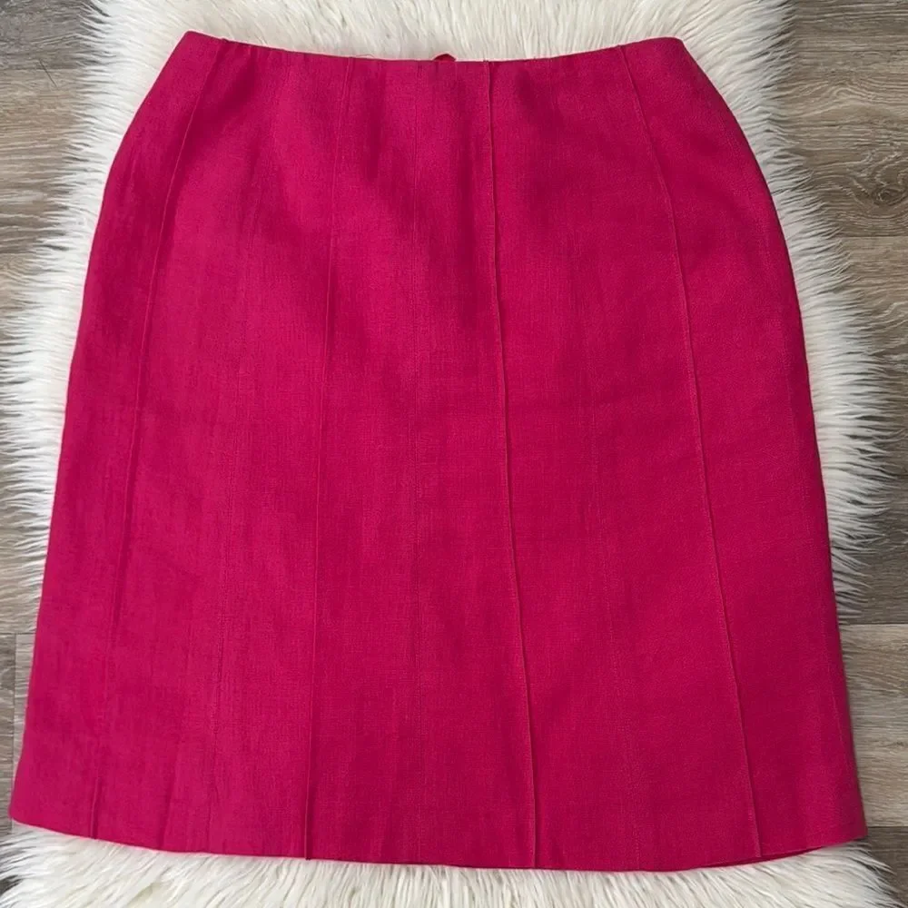 Talbots Elegant Fuchsia 100% Linen Skirt Size 8